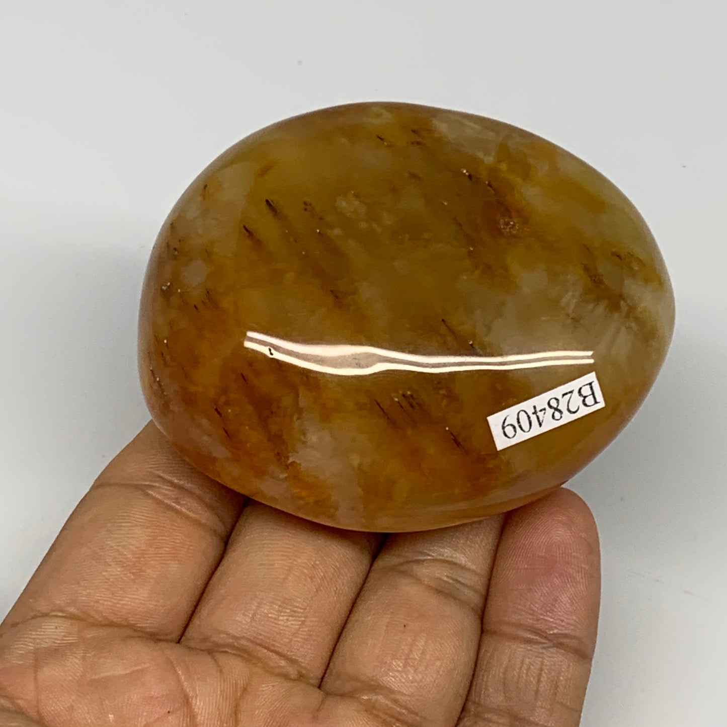 167.7g, 2.7"x2.2"x1.1", Red Carnelian Palm-Stone Gem Crystal Polished, B28409