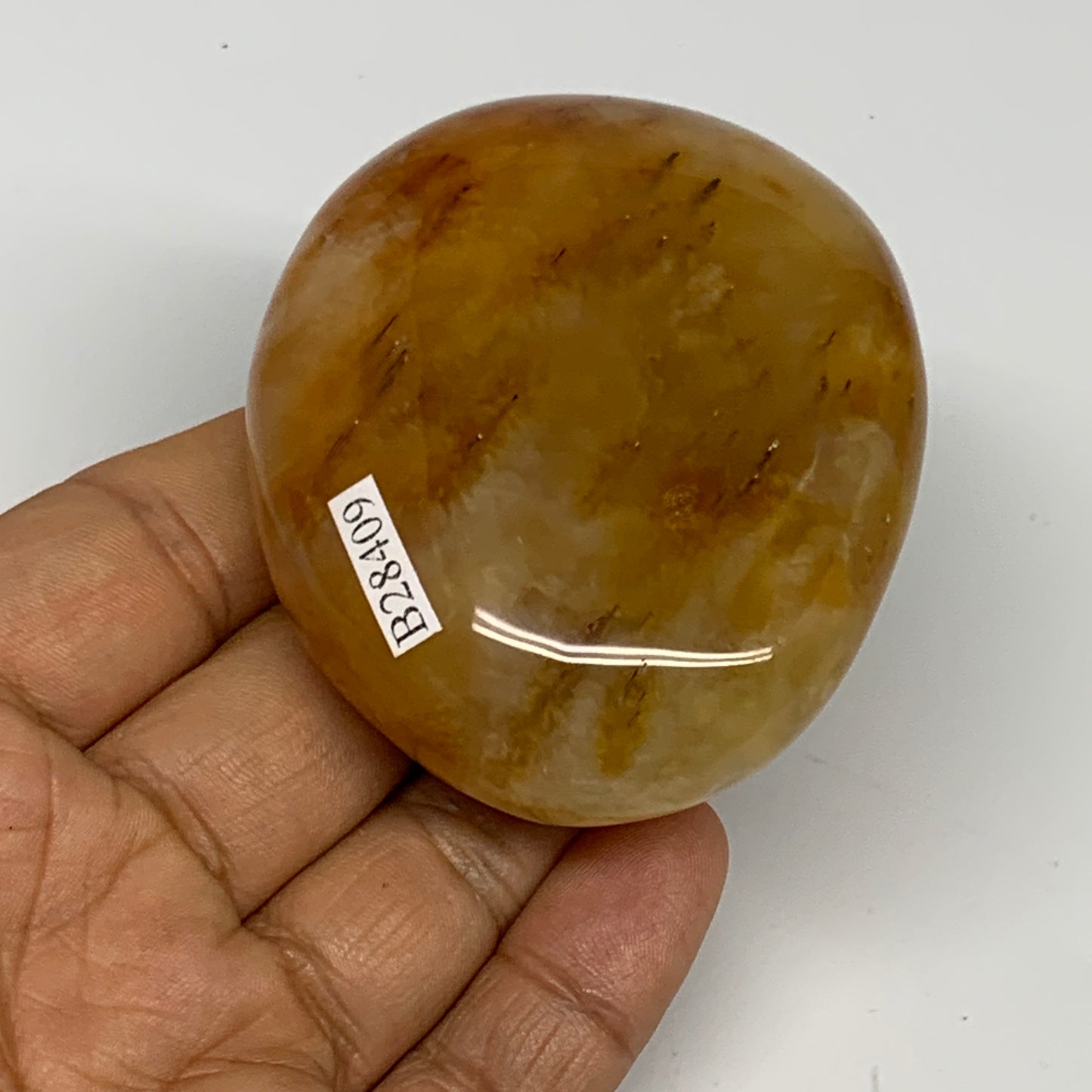 167.7g, 2.7"x2.2"x1.1", Red Carnelian Palm-Stone Gem Crystal Polished, B28409