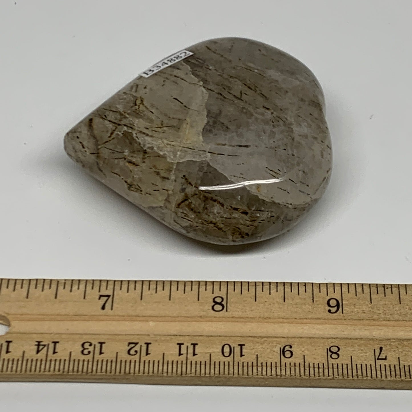 132.5g, 2.5"x2.4"x0.9", Natural Untreated Quartz Heart Crystal Polished, B34882