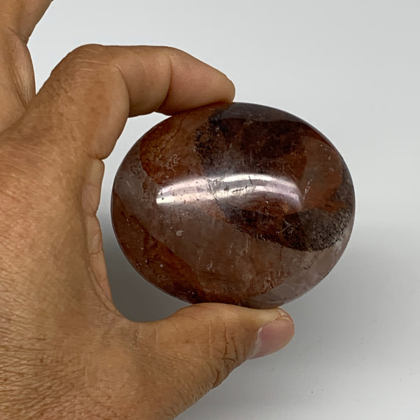 133.1g,2.4"x2.1"x1.1", Red Hematoid Fire Quartz Palm-Stone Crystal Polished, B30