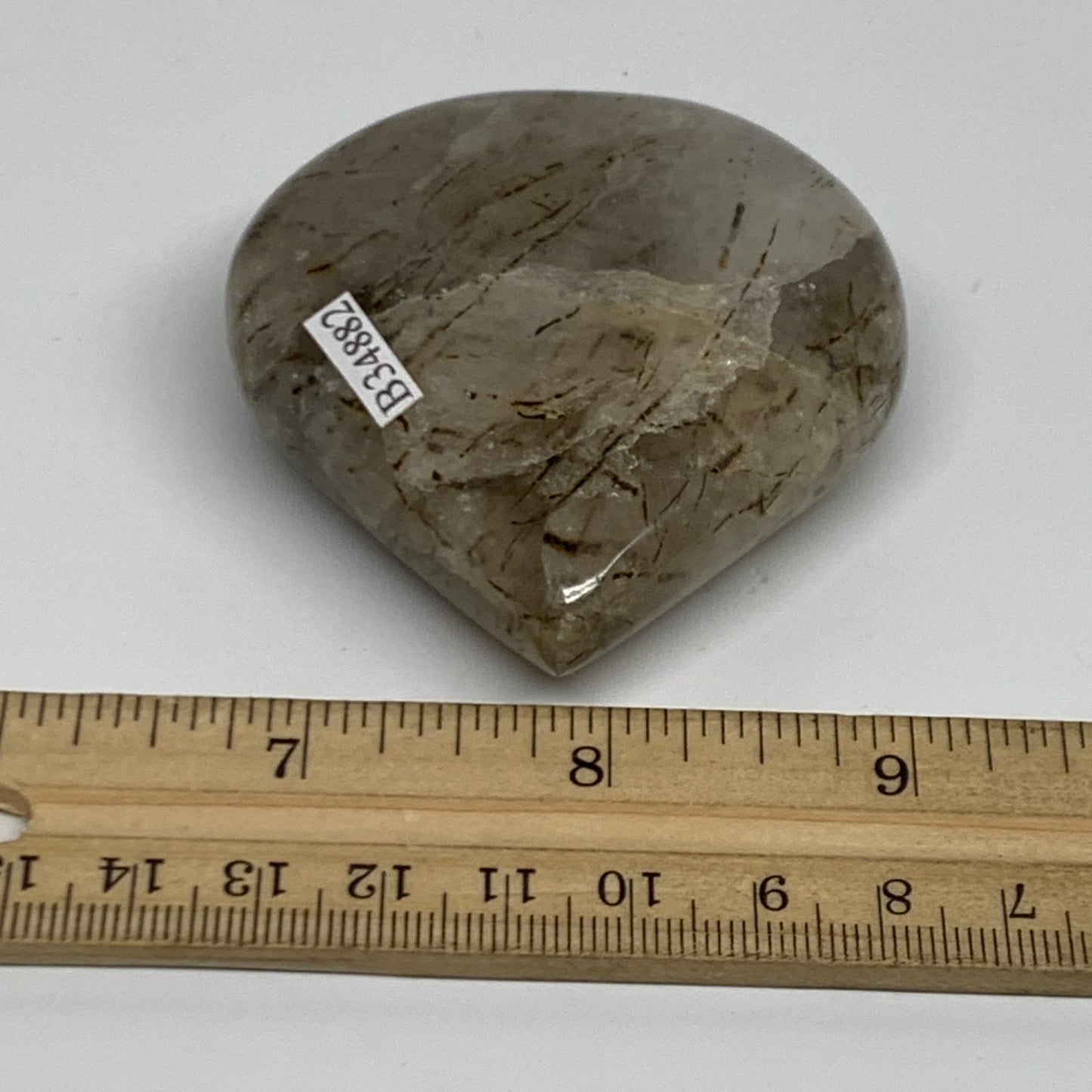 132.5g, 2.5"x2.4"x0.9", Natural Untreated Quartz Heart Crystal Polished, B34882