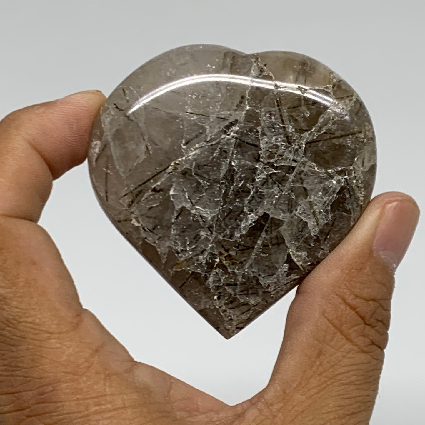 103.4g, 2.3"x2.3"x0.8", Natural Untreated Quartz Heart Crystal Polished, B34883