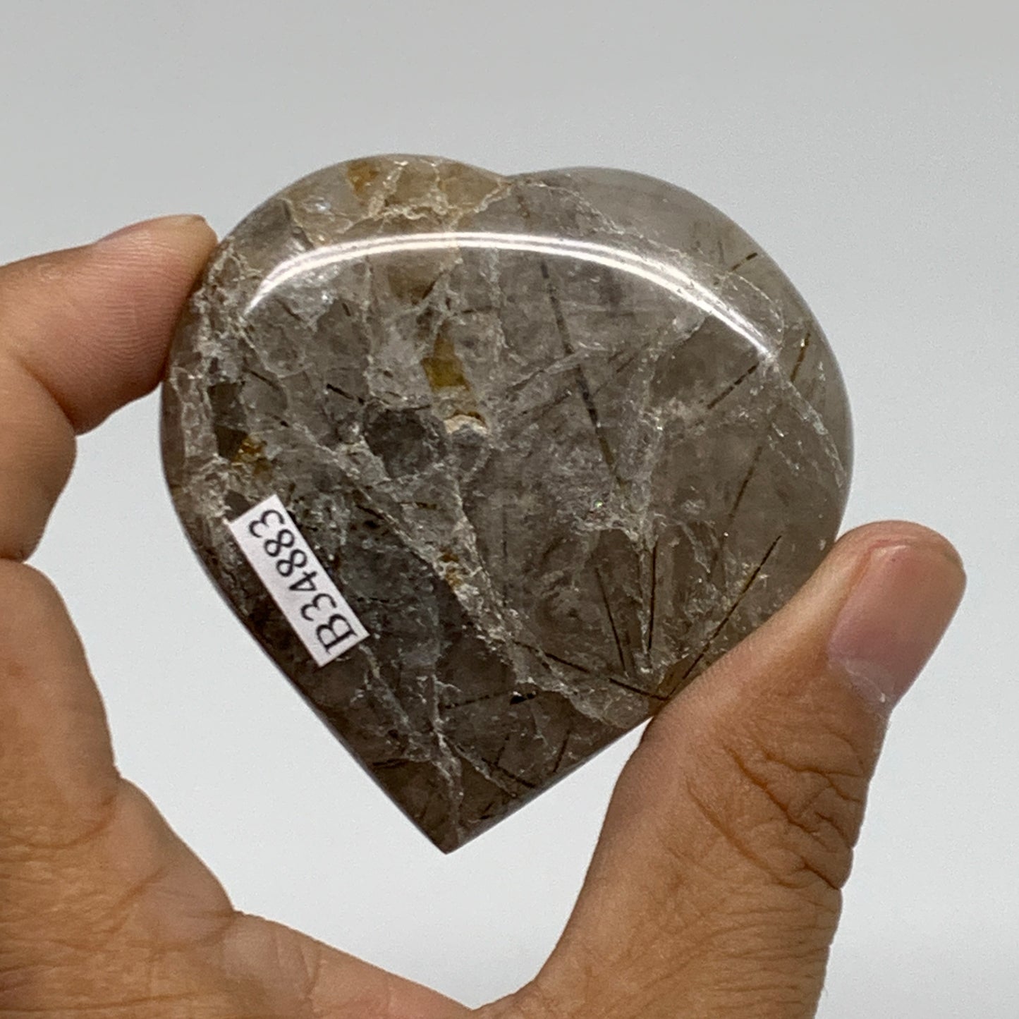 103.4g, 2.3"x2.3"x0.8", Natural Untreated Quartz Heart Crystal Polished, B34883