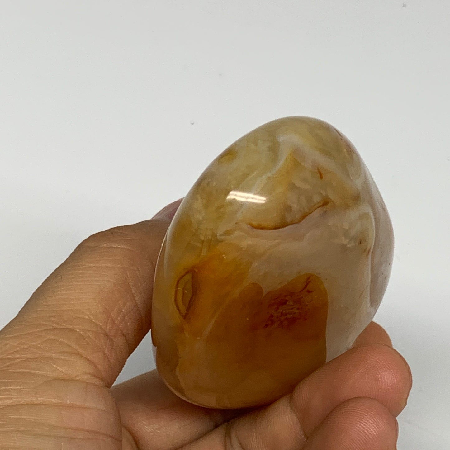 167.7g, 2.7"x2.2"x1.1", Red Carnelian Palm-Stone Gem Crystal Polished, B28409