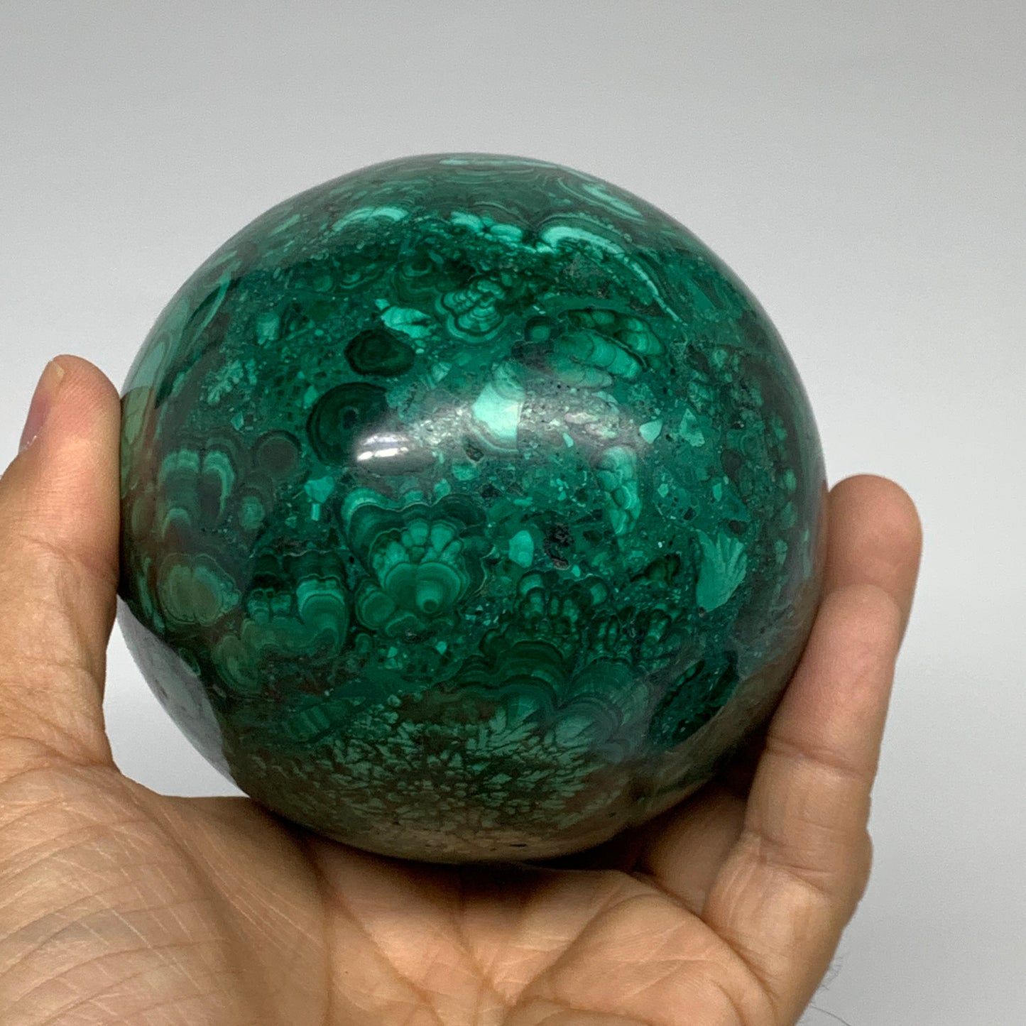 3.42 lbs, 4.8"x3.4", Natural Solid Malachite Egg Polished Gemstone @Congo, B3279