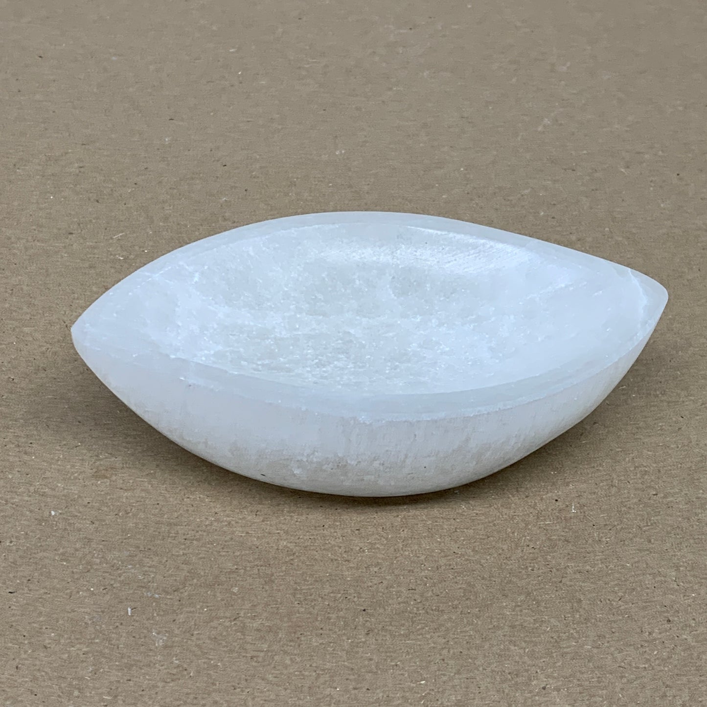 242g, 4.6"x2.7"x1.1", Natural Eye Shape Selenite Bowl Crystals, B36183