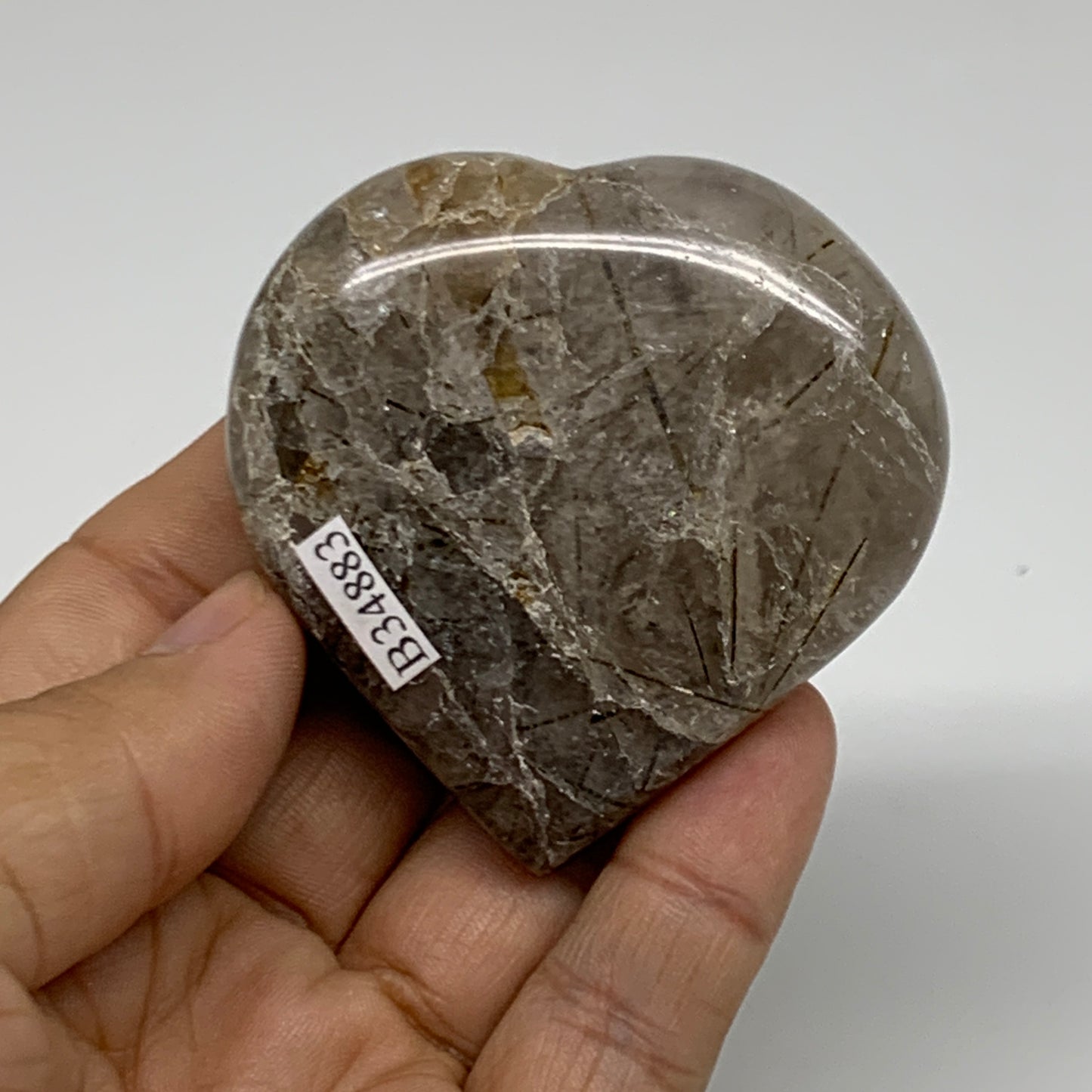 103.4g, 2.3"x2.3"x0.8", Natural Untreated Quartz Heart Crystal Polished, B34883