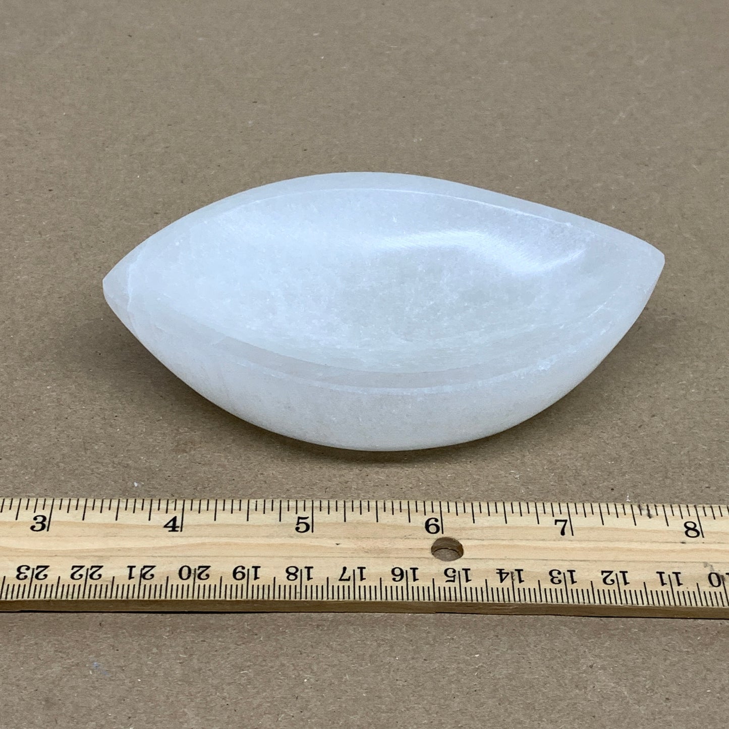 242g, 4.6"x2.7"x1.1", Natural Eye Shape Selenite Bowl Crystals, B36183