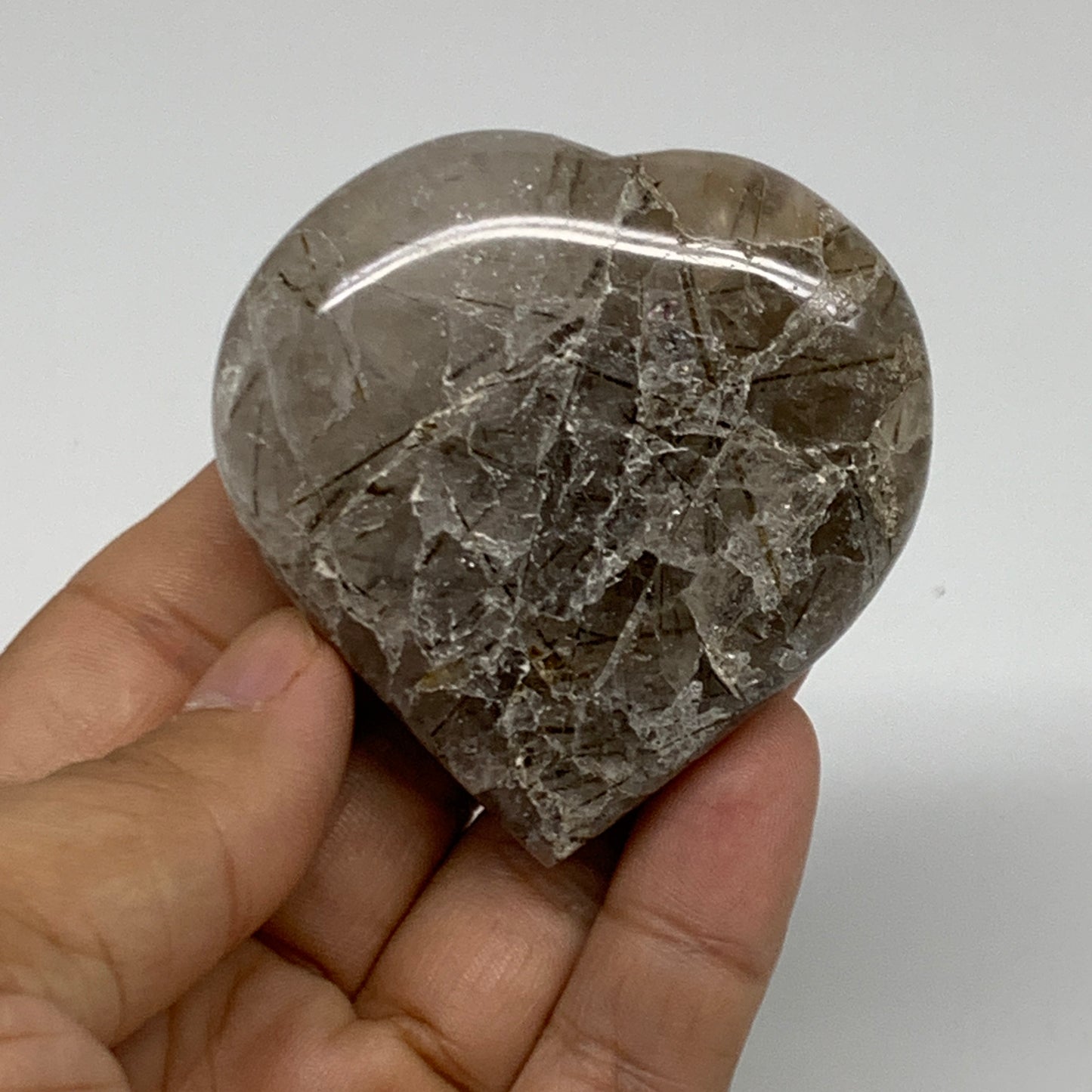 103.4g, 2.3"x2.3"x0.8", Natural Untreated Quartz Heart Crystal Polished, B34883
