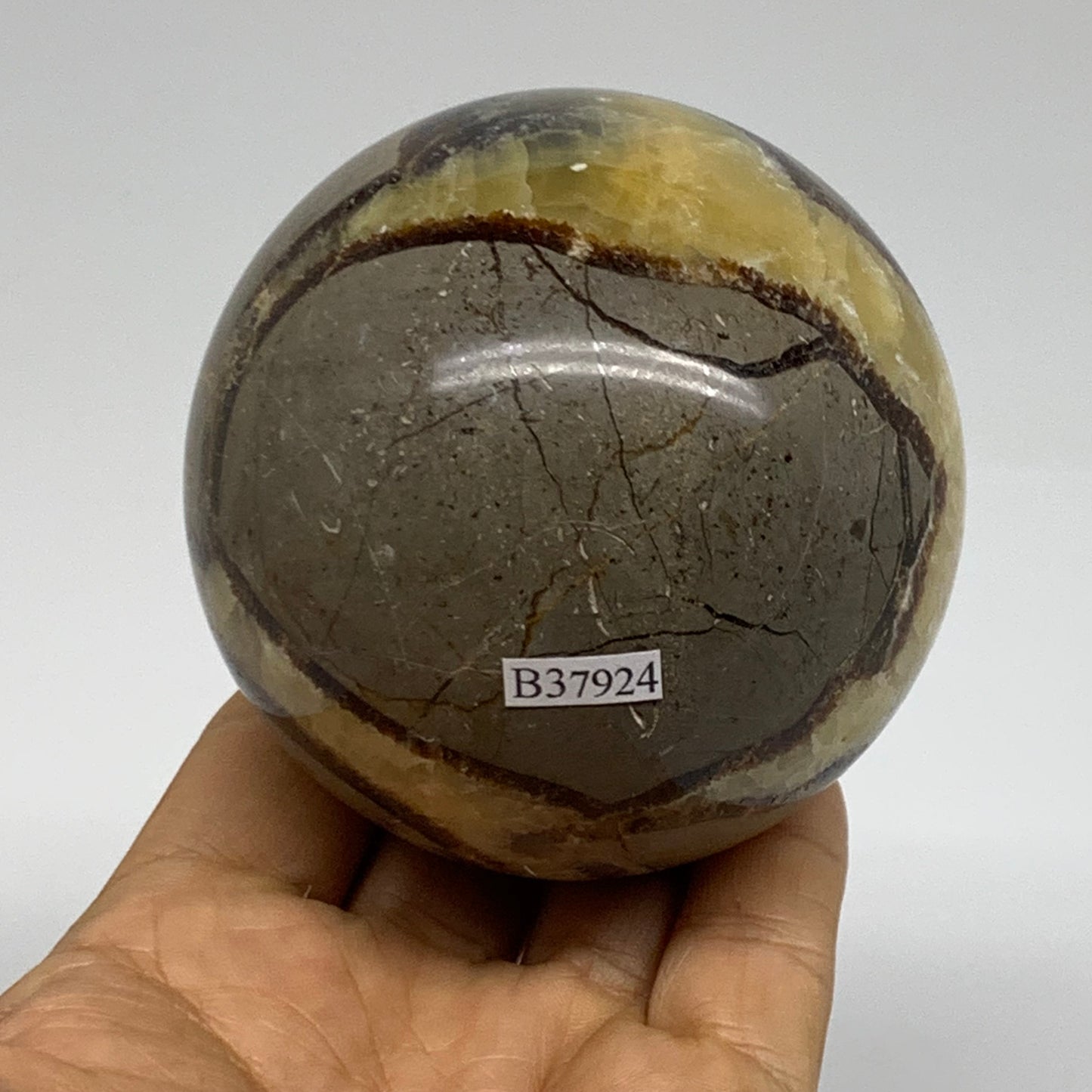 1.3 lbs, 3" (70mm), Natural Septarian Sphere Crystal Gemstone Ball, B37924