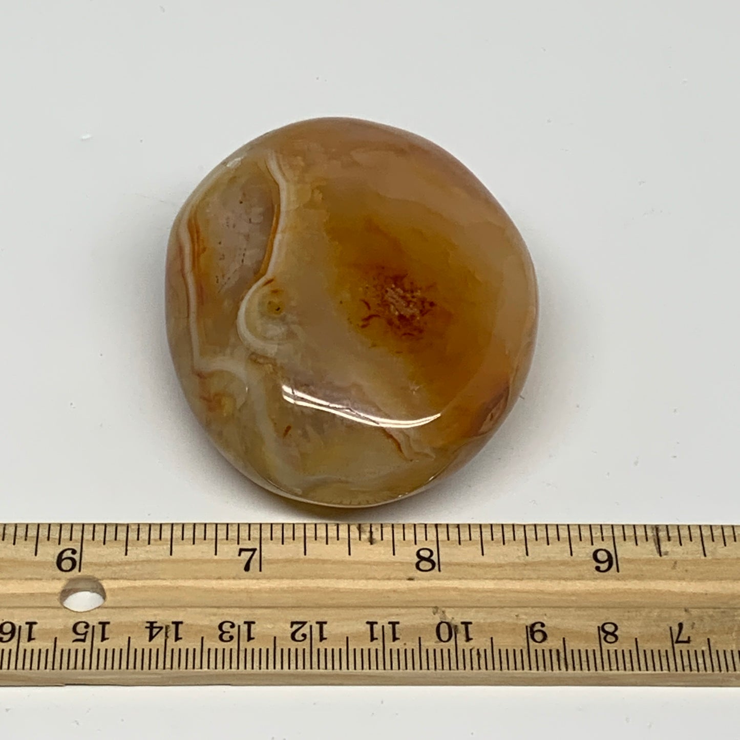 167.7g, 2.7"x2.2"x1.1", Red Carnelian Palm-Stone Gem Crystal Polished, B28409