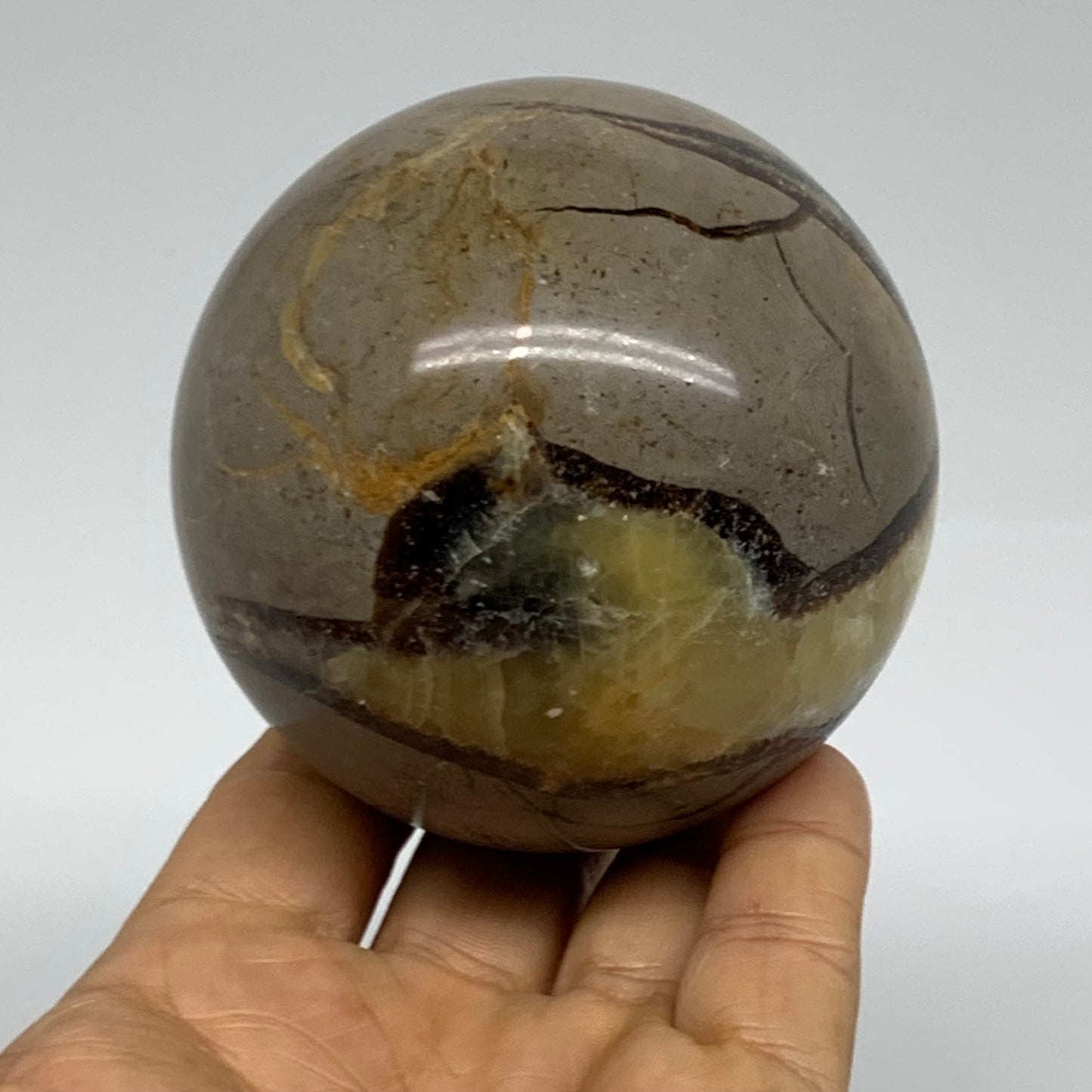 1.3 lbs, 3" (70mm), Natural Septarian Sphere Crystal Gemstone Ball, B37924