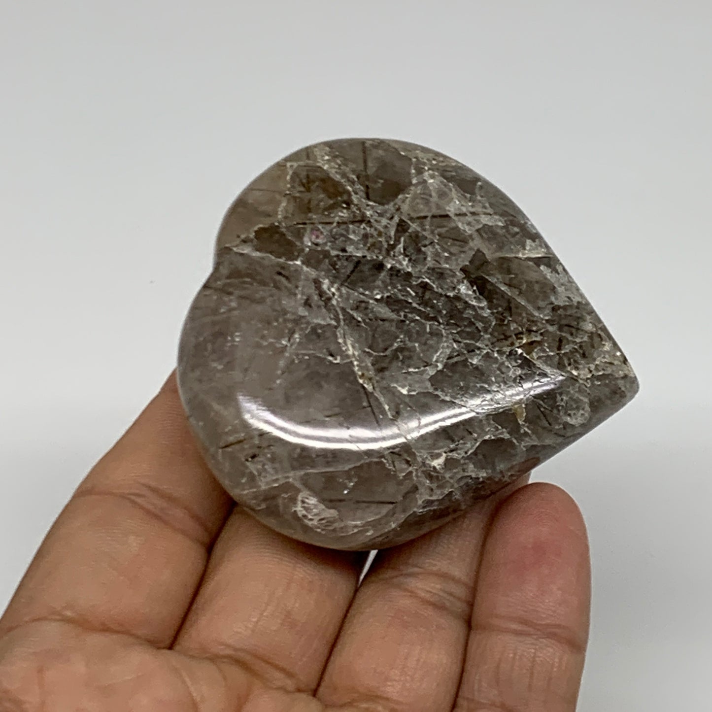 103.4g, 2.3"x2.3"x0.8", Natural Untreated Quartz Heart Crystal Polished, B34883