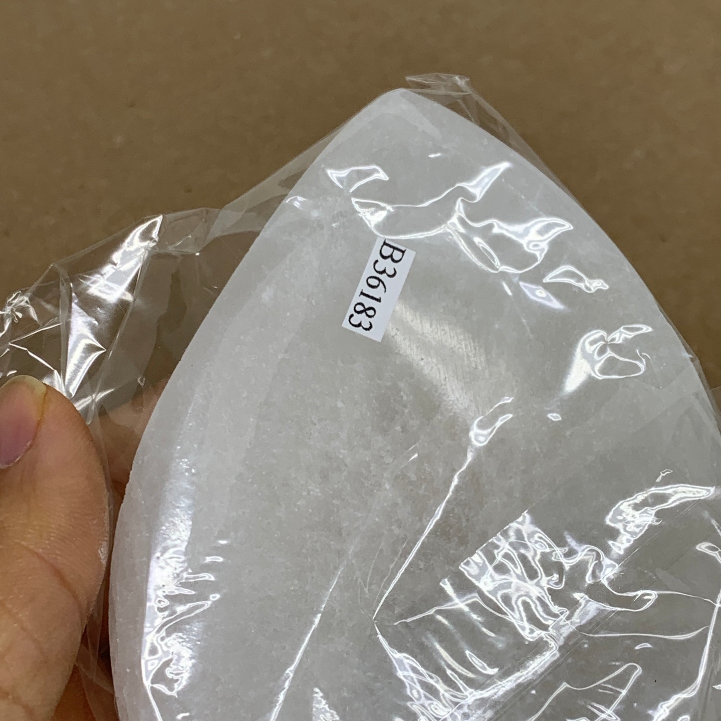 242g, 4.6"x2.7"x1.1", Natural Eye Shape Selenite Bowl Crystals, B36183