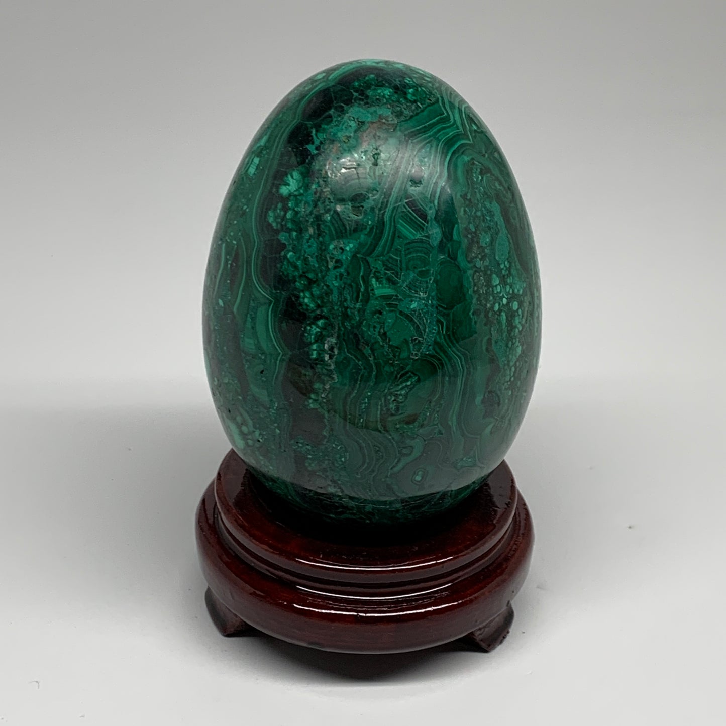 3.42 lbs, 4.8"x3.4", Natural Solid Malachite Egg Polished Gemstone @Congo, B3279