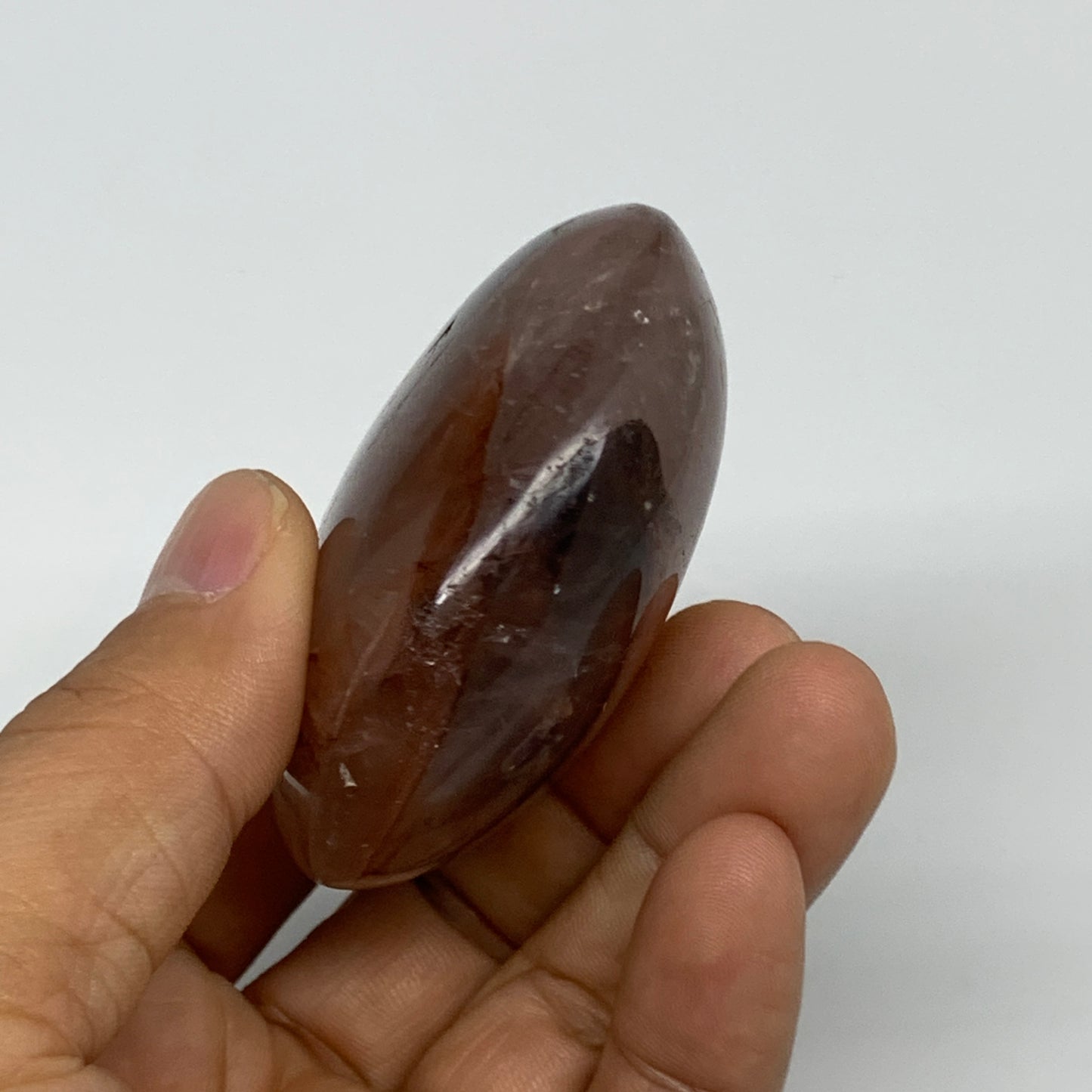 133.1g,2.4"x2.1"x1.1", Red Hematoid Fire Quartz Palm-Stone Crystal Polished, B30