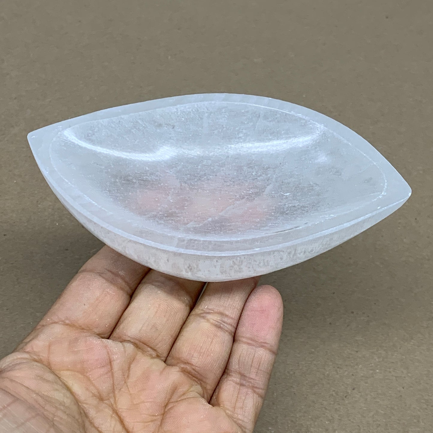 224g, 4.7"x2.6"x1.1", Natural Eye Shape Selenite Bowl Crystals, B36184