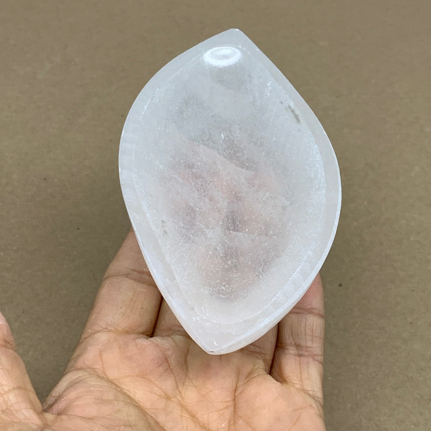 224g, 4.7"x2.6"x1.1", Natural Eye Shape Selenite Bowl Crystals, B36184