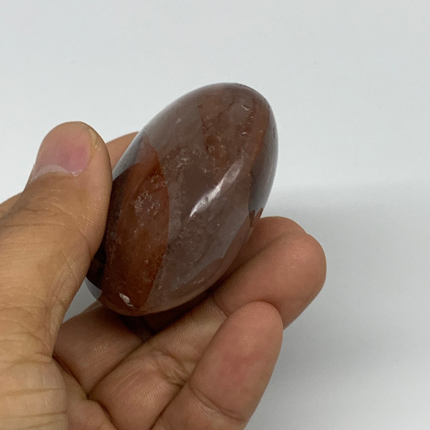 133.1g,2.4"x2.1"x1.1", Red Hematoid Fire Quartz Palm-Stone Crystal Polished, B30