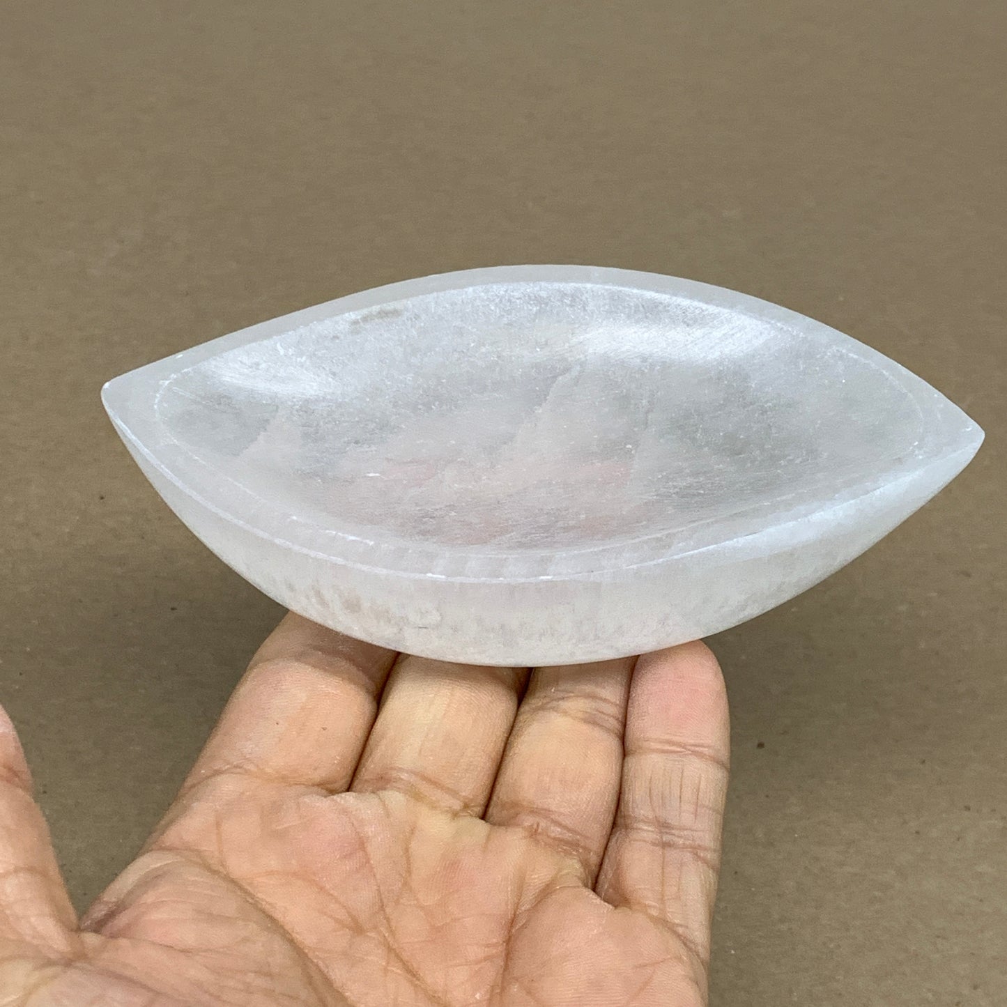 224g, 4.7"x2.6"x1.1", Natural Eye Shape Selenite Bowl Crystals, B36184