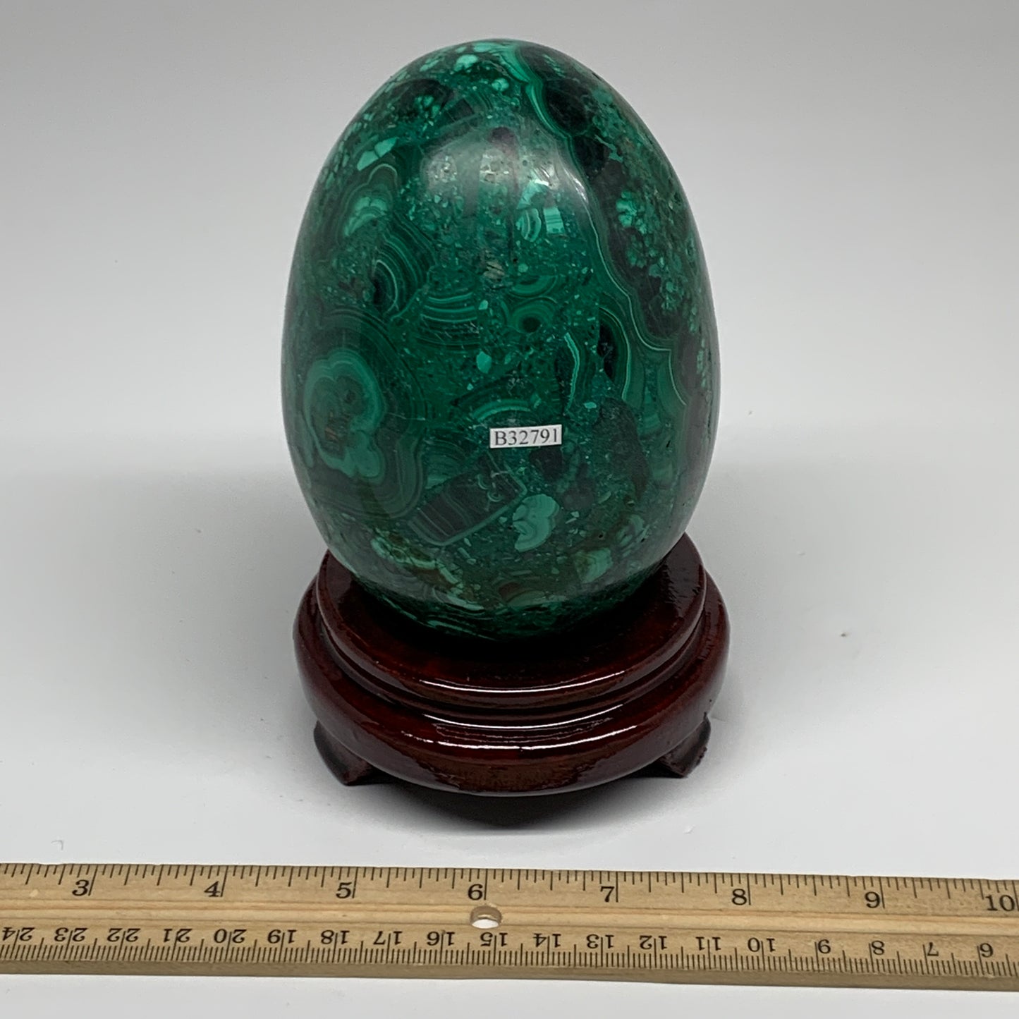 3.42 lbs, 4.8"x3.4", Natural Solid Malachite Egg Polished Gemstone @Congo, B3279