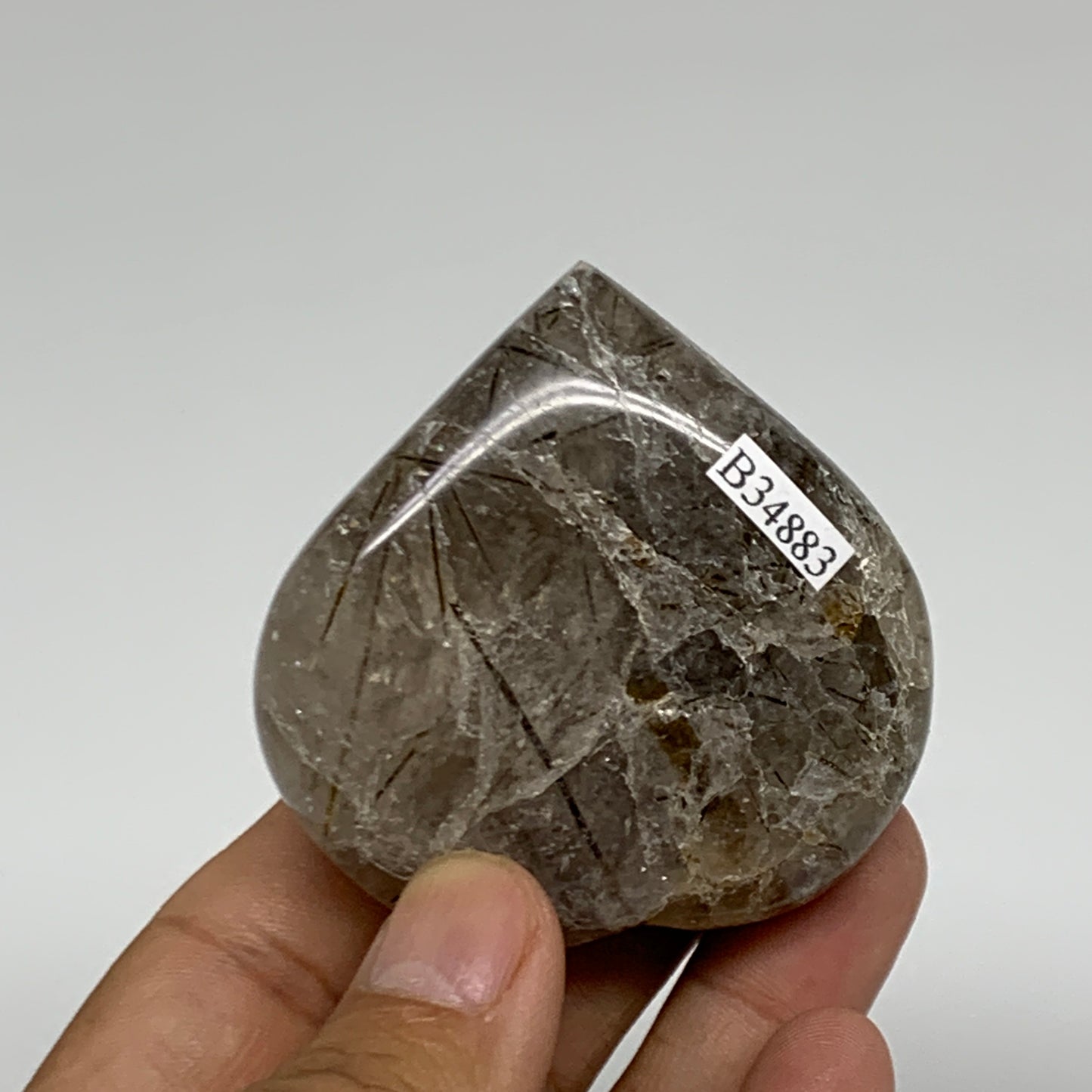 103.4g, 2.3"x2.3"x0.8", Natural Untreated Quartz Heart Crystal Polished, B34883