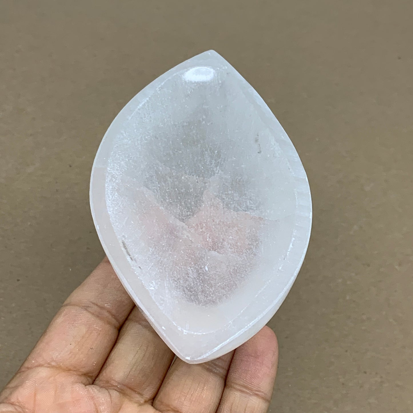 224g, 4.7"x2.6"x1.1", Natural Eye Shape Selenite Bowl Crystals, B36184