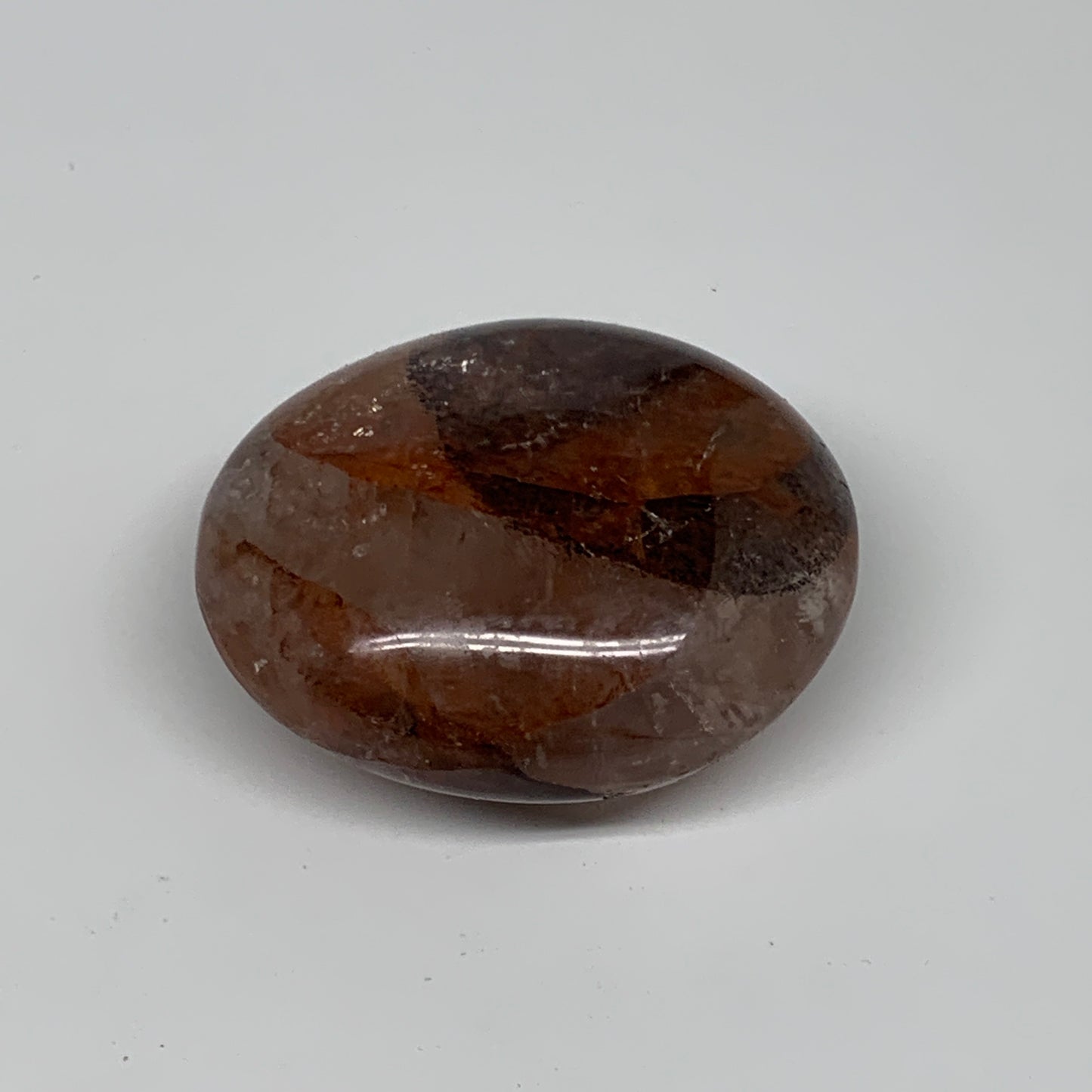 133.1g,2.4"x2.1"x1.1", Red Hematoid Fire Quartz Palm-Stone Crystal Polished, B30