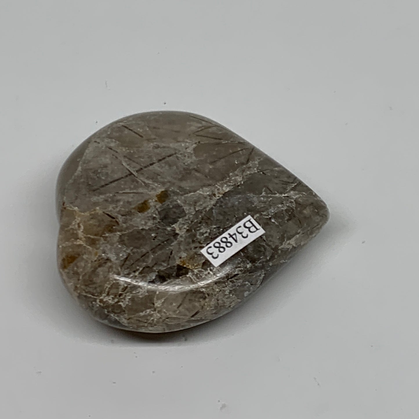 103.4g, 2.3"x2.3"x0.8", Natural Untreated Quartz Heart Crystal Polished, B34883