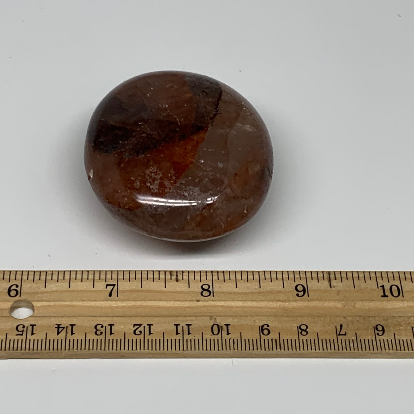 133.1g,2.4"x2.1"x1.1", Red Hematoid Fire Quartz Palm-Stone Crystal Polished, B30