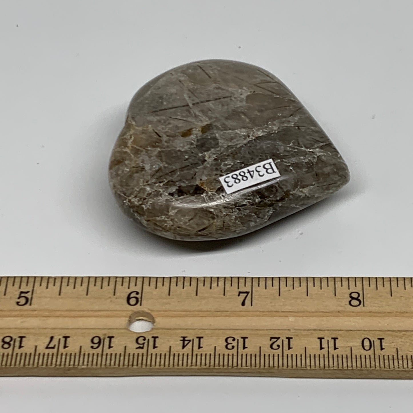 103.4g, 2.3"x2.3"x0.8", Natural Untreated Quartz Heart Crystal Polished, B34883