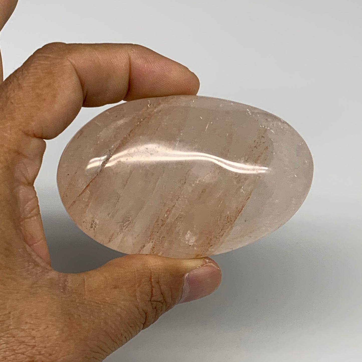 129.8g,2.9"x1.8"x1", Red Hematoid Fire Quartz Palm-Stone Crystal Polished, B3062