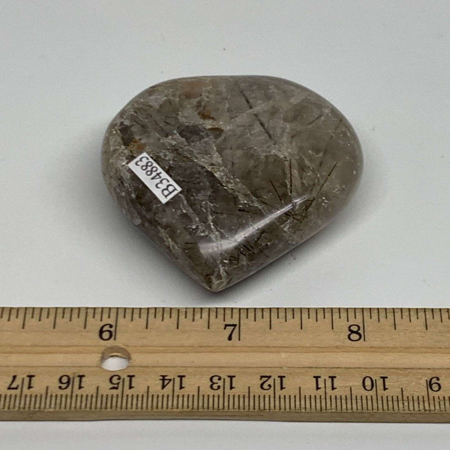 103.4g, 2.3"x2.3"x0.8", Natural Untreated Quartz Heart Crystal Polished, B34883