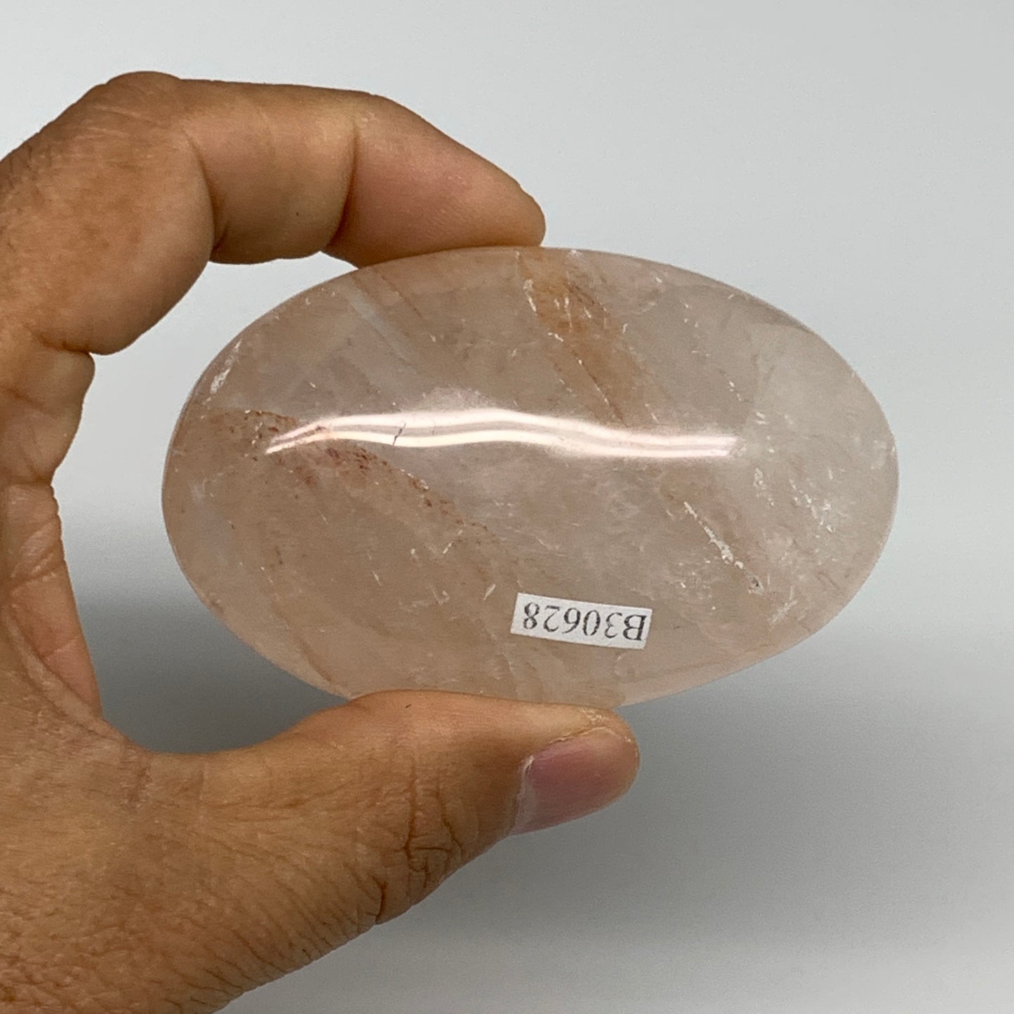 129.8g,2.9"x1.8"x1", Red Hematoid Fire Quartz Palm-Stone Crystal Polished, B3062