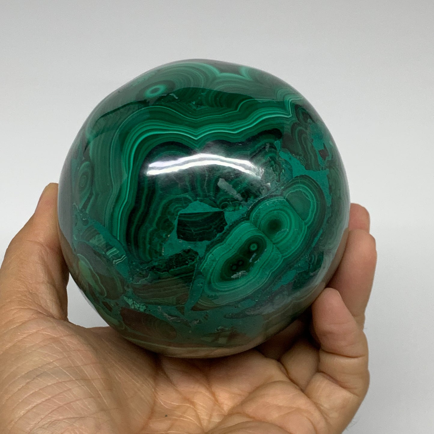3.9 lbs, 5.1"x3.6", Natural Solid Malachite Egg Polished Gemstone @Congo, B32792