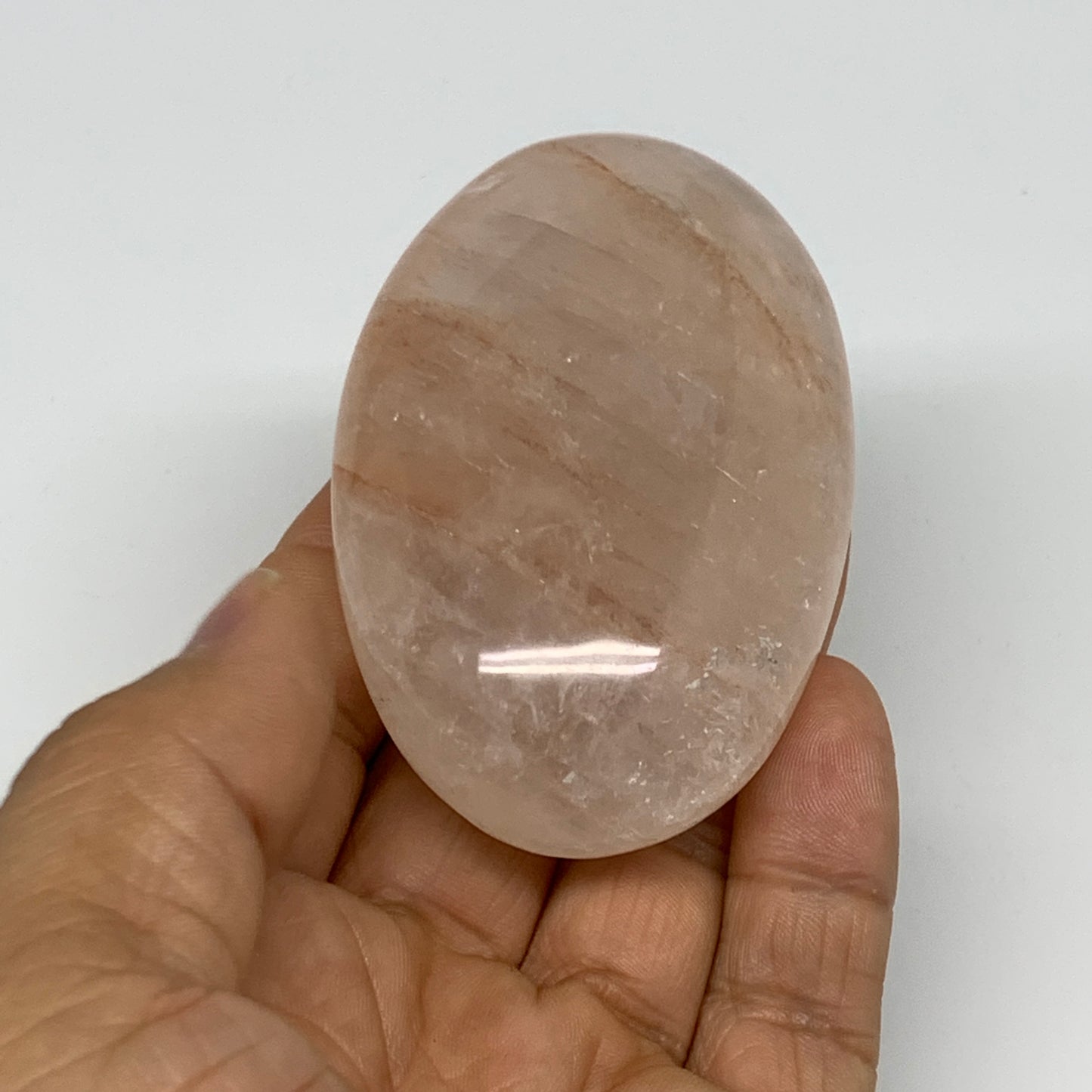 129.8g,2.9"x1.8"x1", Red Hematoid Fire Quartz Palm-Stone Crystal Polished, B3062