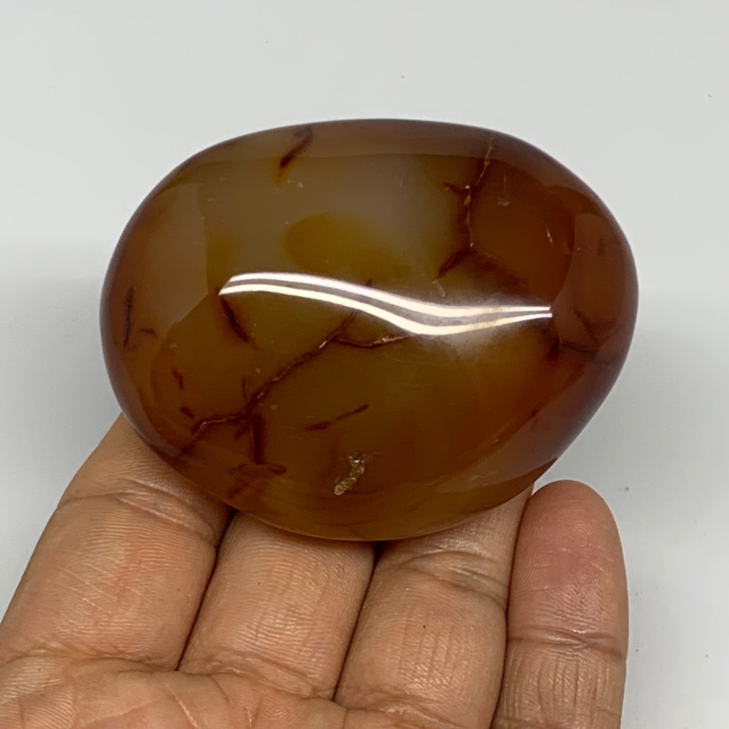 124.5g, 2.5"x2"x1.1", Red Carnelian Palm-Stone Gem Crystal Polished, B28411