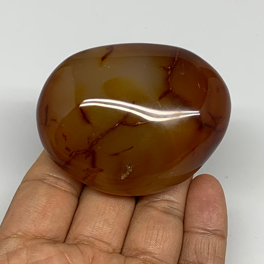 124.5g, 2.5"x2"x1.1", Red Carnelian Palm-Stone Gem Crystal Polished, B28411