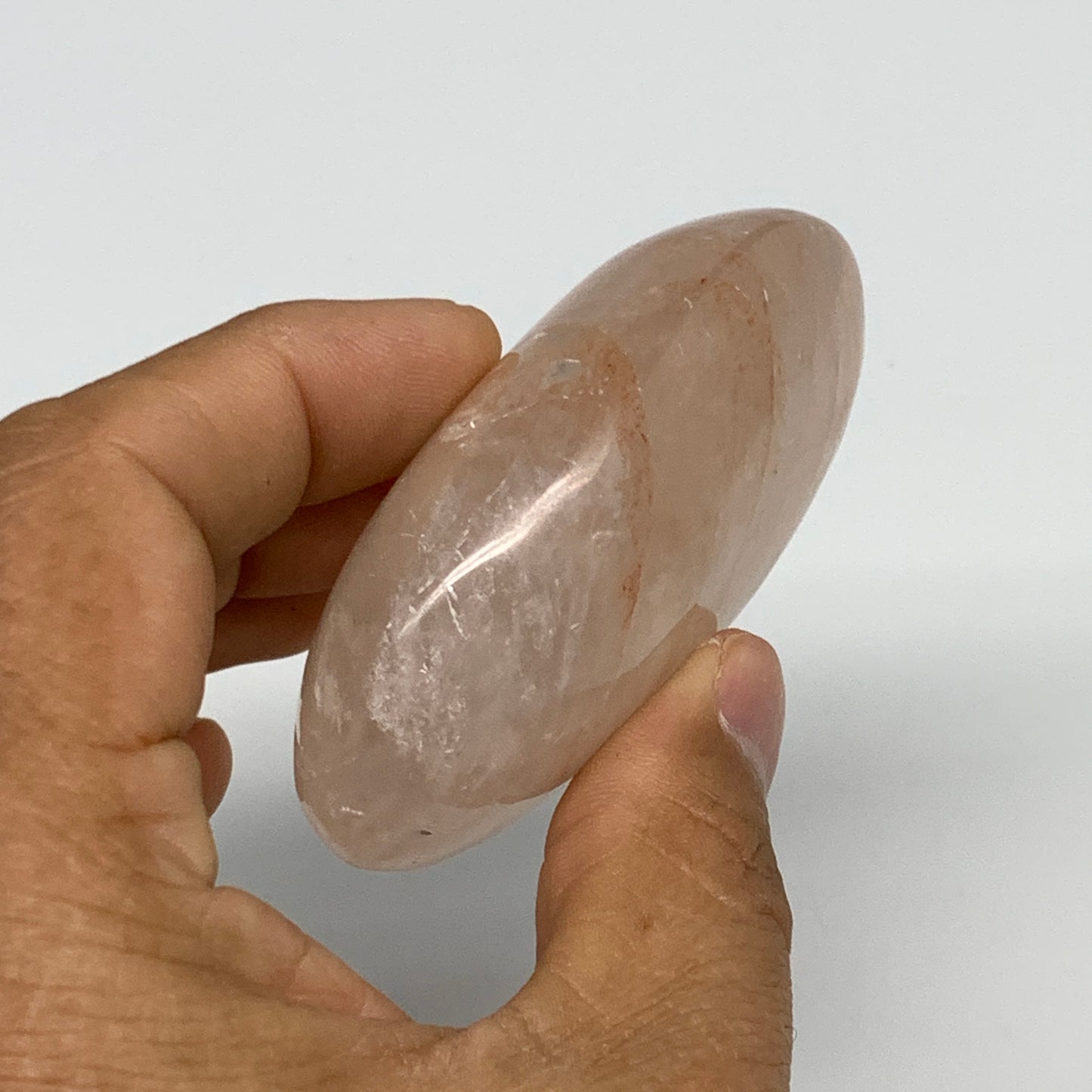 129.8g,2.9"x1.8"x1", Red Hematoid Fire Quartz Palm-Stone Crystal Polished, B3062