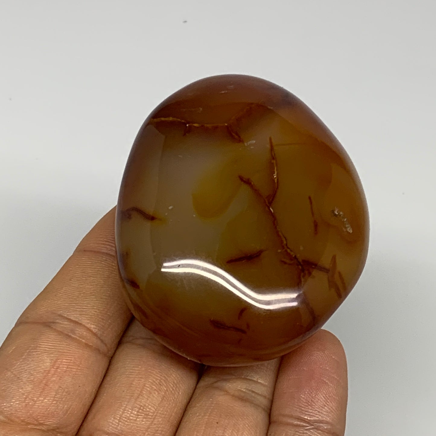 124.5g, 2.5"x2"x1.1", Red Carnelian Palm-Stone Gem Crystal Polished, B28411