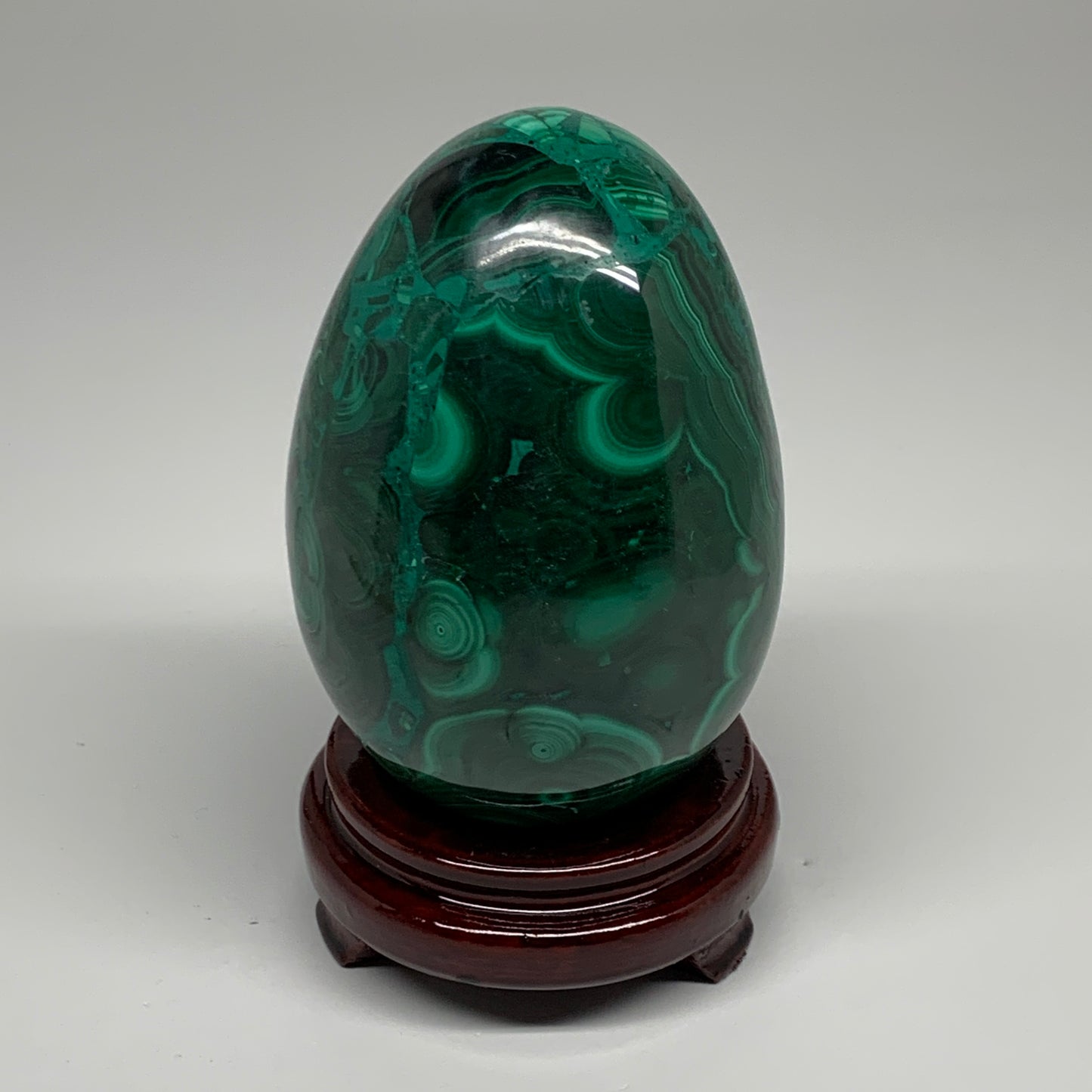 3.9 lbs, 5.1"x3.6", Natural Solid Malachite Egg Polished Gemstone @Congo, B32792