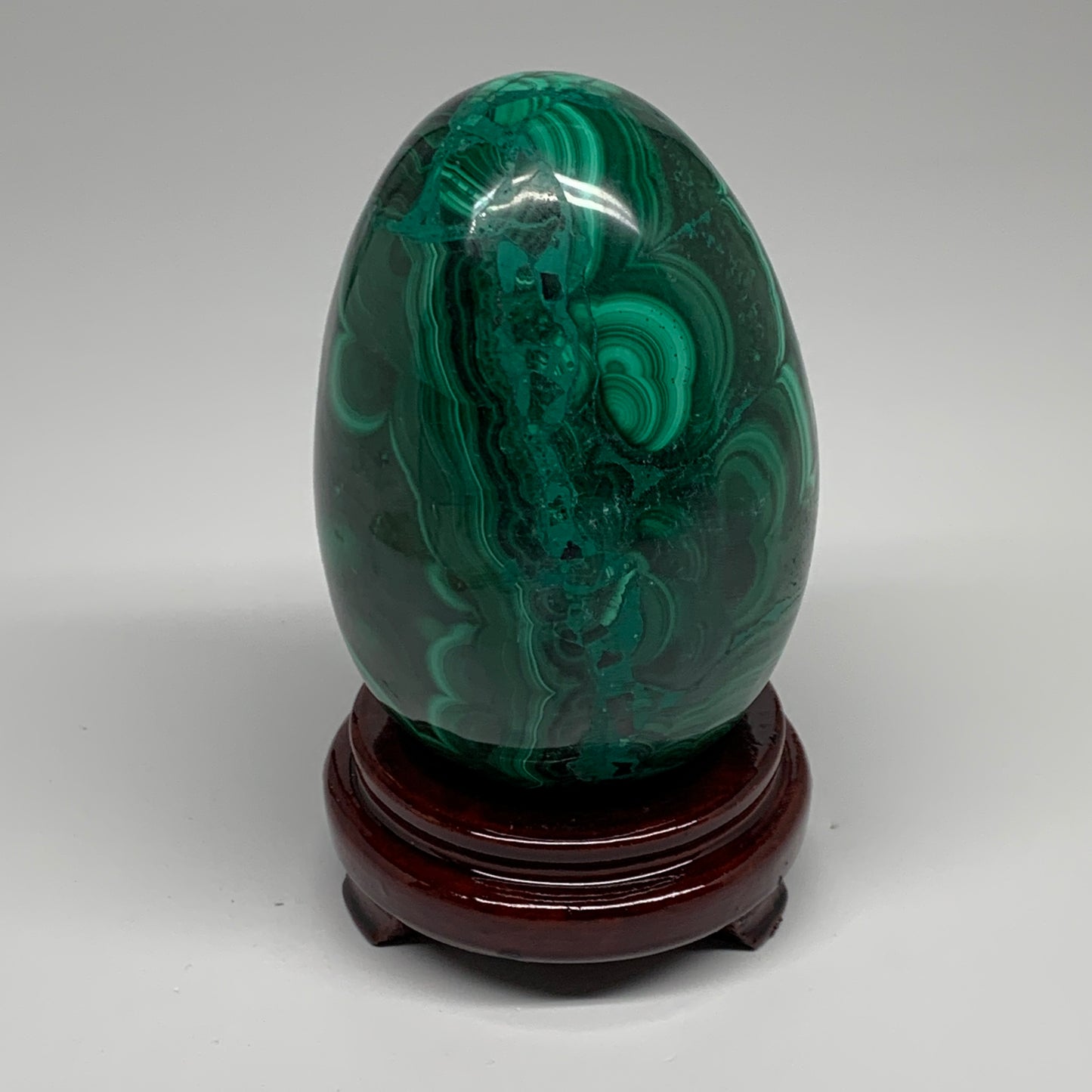 3.9 lbs, 5.1"x3.6", Natural Solid Malachite Egg Polished Gemstone @Congo, B32792