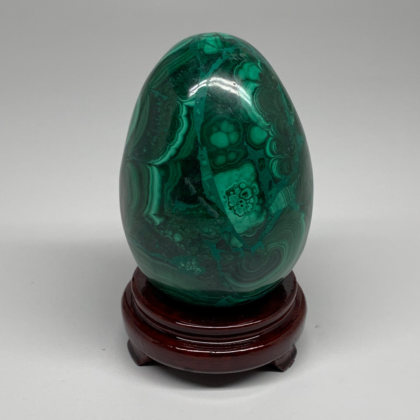 3.9 lbs, 5.1"x3.6", Natural Solid Malachite Egg Polished Gemstone @Congo, B32792