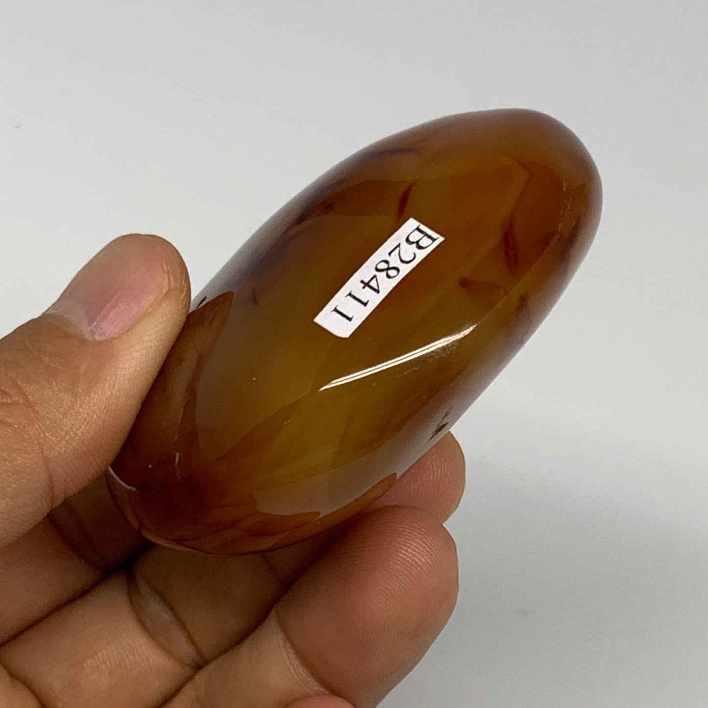 124.5g, 2.5"x2"x1.1", Red Carnelian Palm-Stone Gem Crystal Polished, B28411