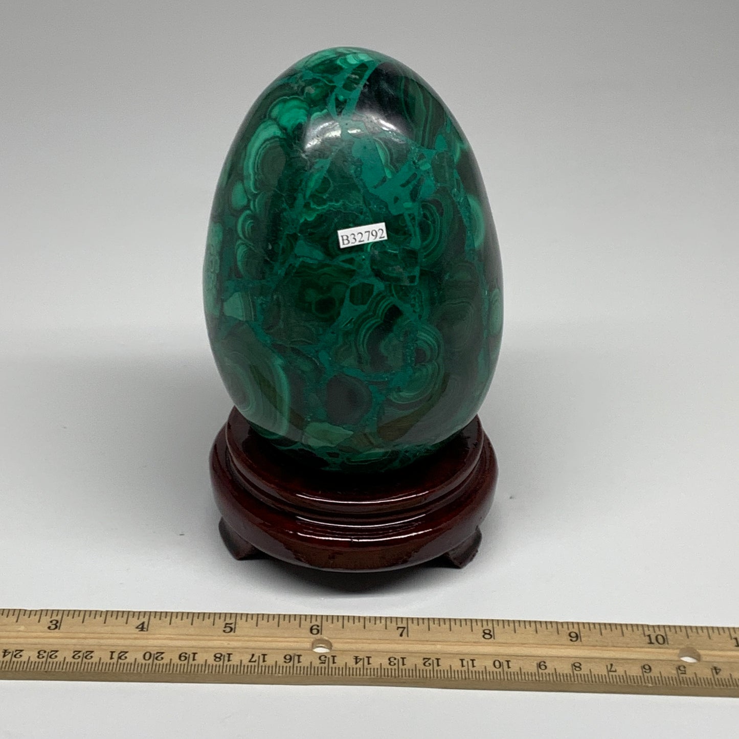 3.9 lbs, 5.1"x3.6", Natural Solid Malachite Egg Polished Gemstone @Congo, B32792