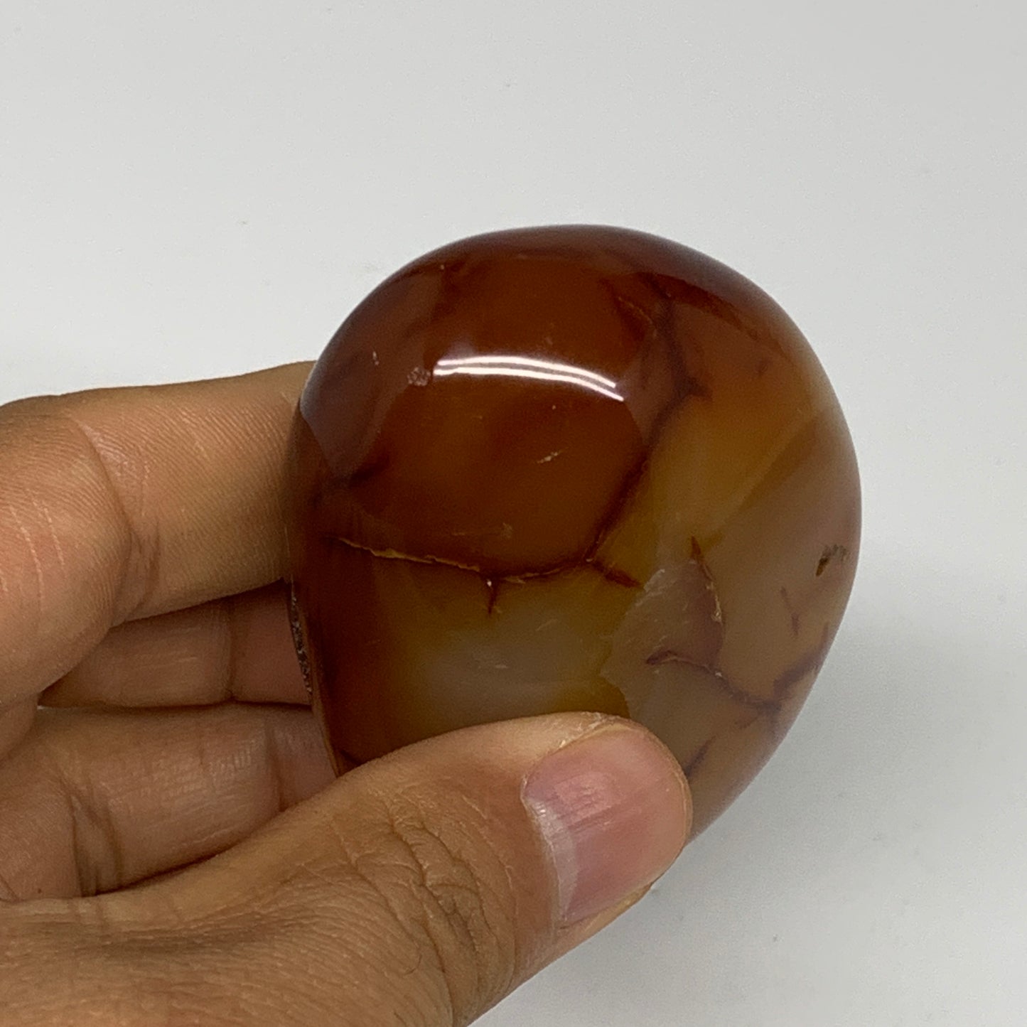124.5g, 2.5"x2"x1.1", Red Carnelian Palm-Stone Gem Crystal Polished, B28411