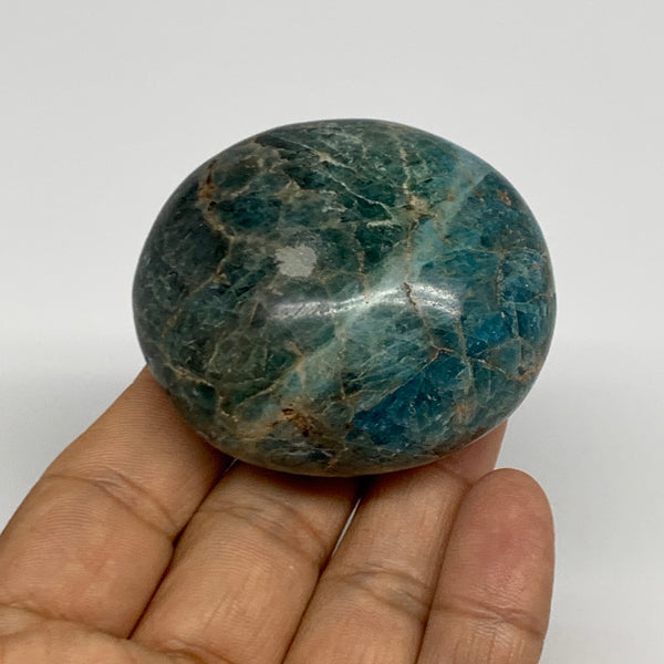 144g, 2.2"x2"x1.2", Blue Apatite Palm-Stone Polished @Madagascar, B31485