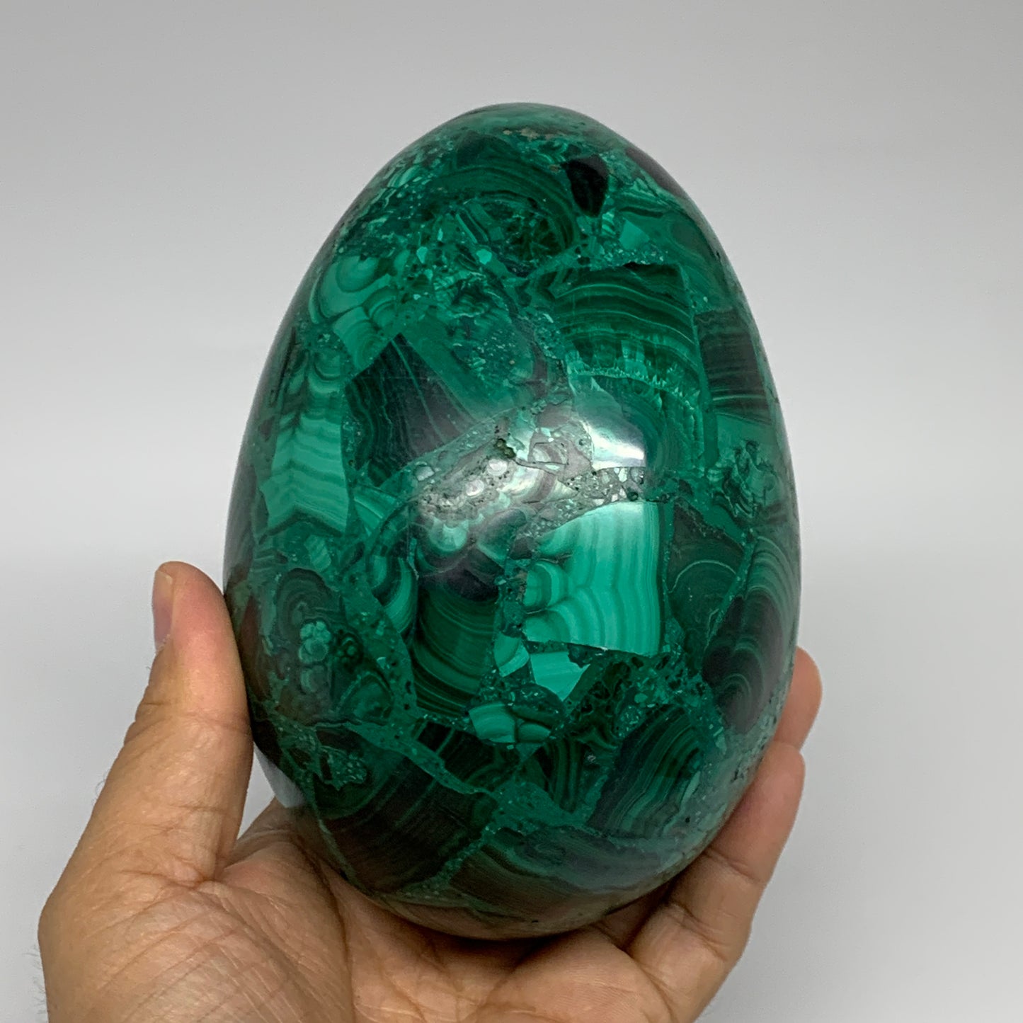 3.86 lbs, 5.2"x3.6", Natural Solid Malachite Egg Polished Gemstone @Congo, B3279