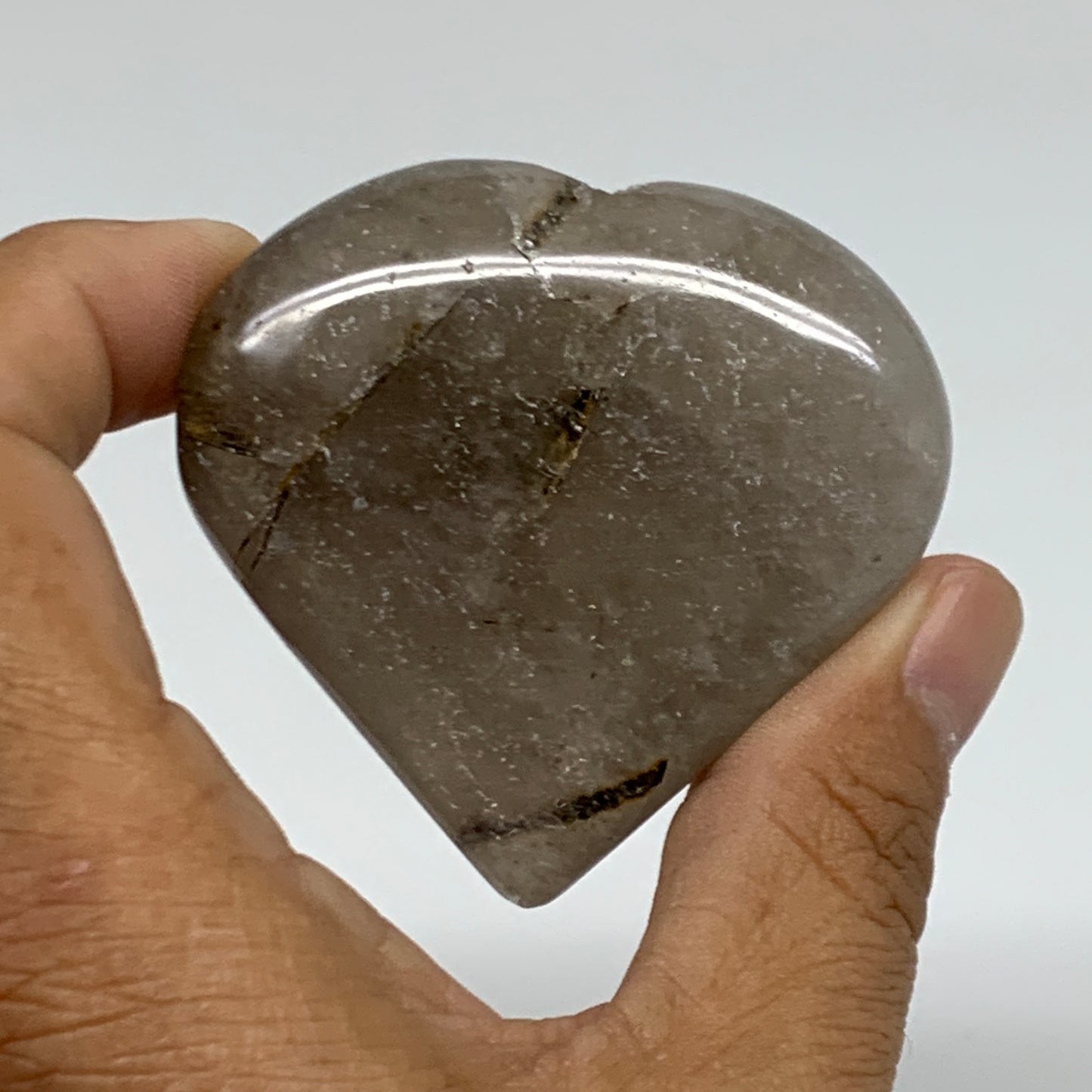 87.4g, 2.2"x2.3"x0.7", Natural Untreated Quartz Heart Crystal Polished, B34885