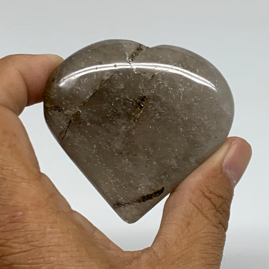 87.4g, 2.2"x2.3"x0.7", Natural Untreated Quartz Heart Crystal Polished, B34885